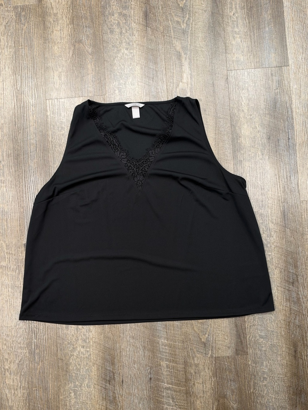 H&M plus size Black Lace-Trim V-Neck Sleeveless Top - Women